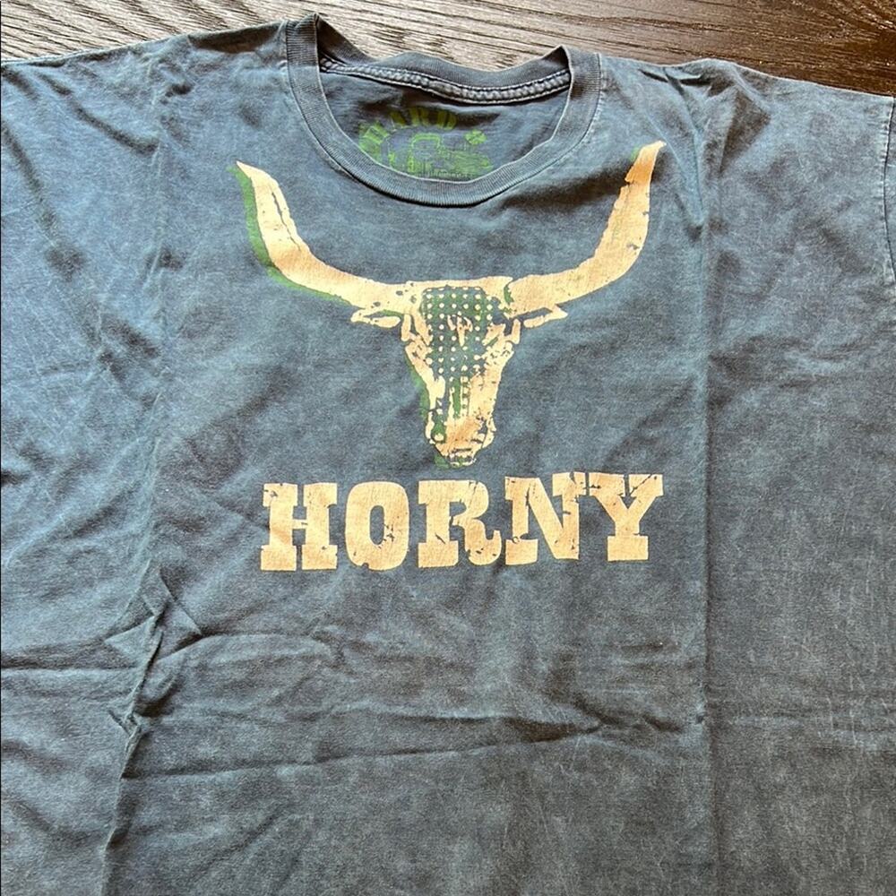 Blue Short Sleeve Tee with Vintage Graphic